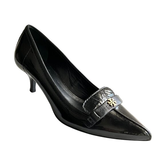 Tory Burch Eliza Patent Leather kitten Heels Black 6 - Picture 1 of 16